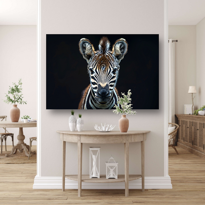 Intieme close-up van een zebra canvas