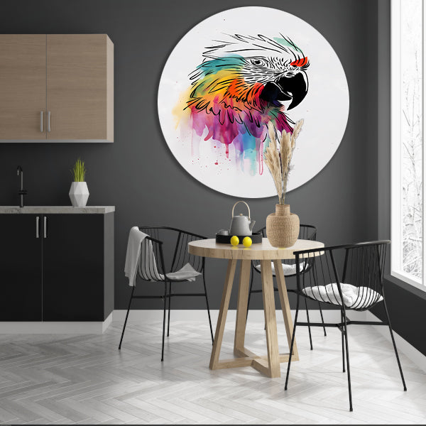 Moderne Kleurrijke Papegaai met Druipend Effect forex muurcirkel