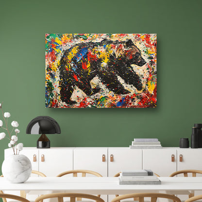 Kleurrijk modern schilderij van een beer poster