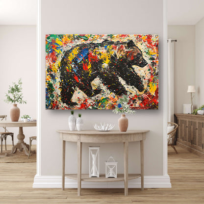 Kleurrijk modern schilderij van een beer poster