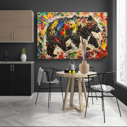 Kleurrijk modern schilderij van een beer poster