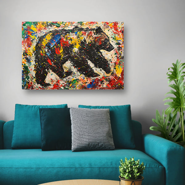 Kleurrijk modern schilderij van een beer poster