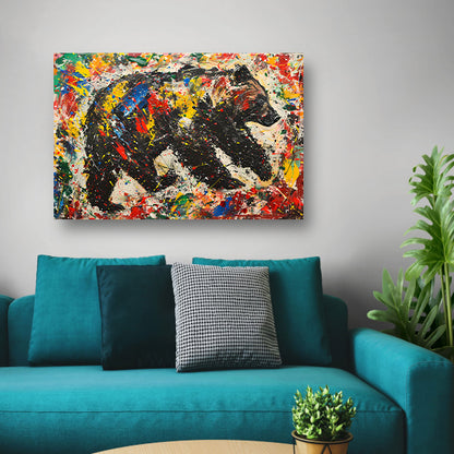 Kleurrijk modern schilderij van een beer poster