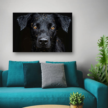 Zwarte Hond Gele Ogen canvas