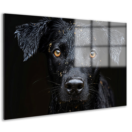 Zwarte Hond Gele Ogen acrylglas