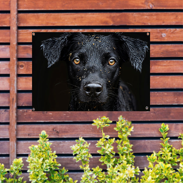 Zwarte Hond Gele Ogen tuinposter