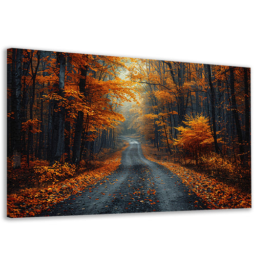 Verlaten bospaadje in zwart-wit canvas