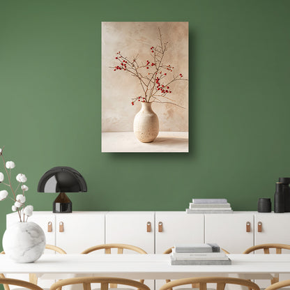 Antieke Vaas met Rode Bessentakken canvas