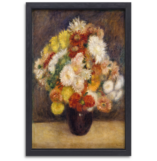 Chrysanten in een vaas - Pierre-Auguste Renoir canvas met baklijst