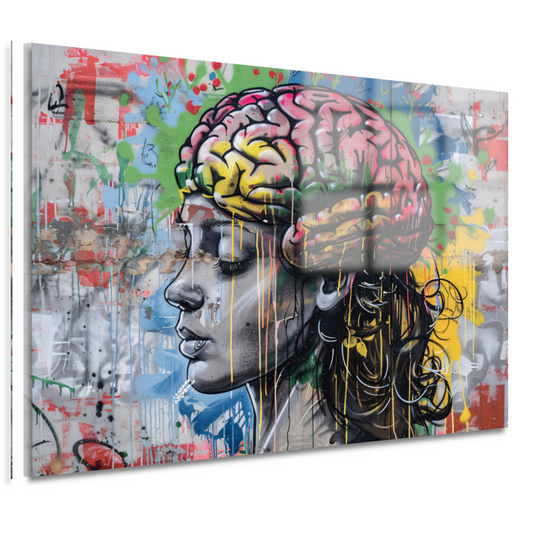 Kleurrijke verbeelding van de menselijke geest acrylglas
