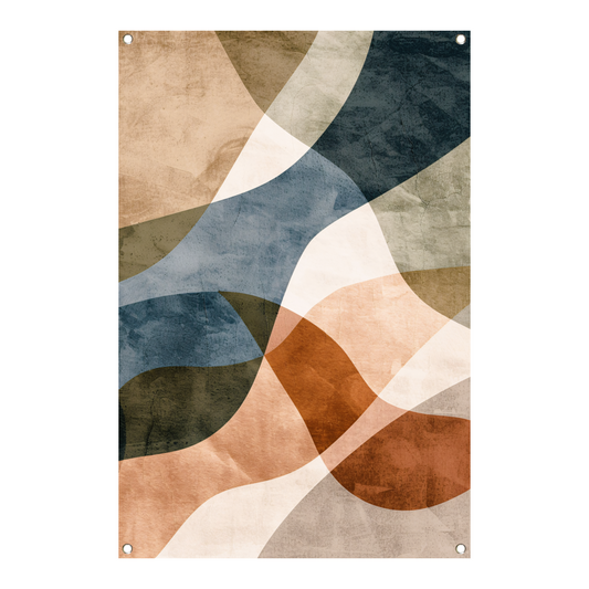 Abstracte Harmonie in Blauw en Bruin tuinposter