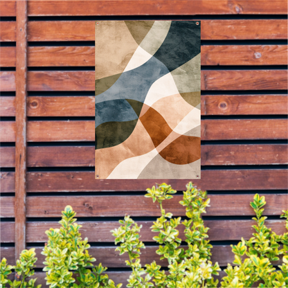 Abstracte Harmonie in Blauw en Bruin tuinposter