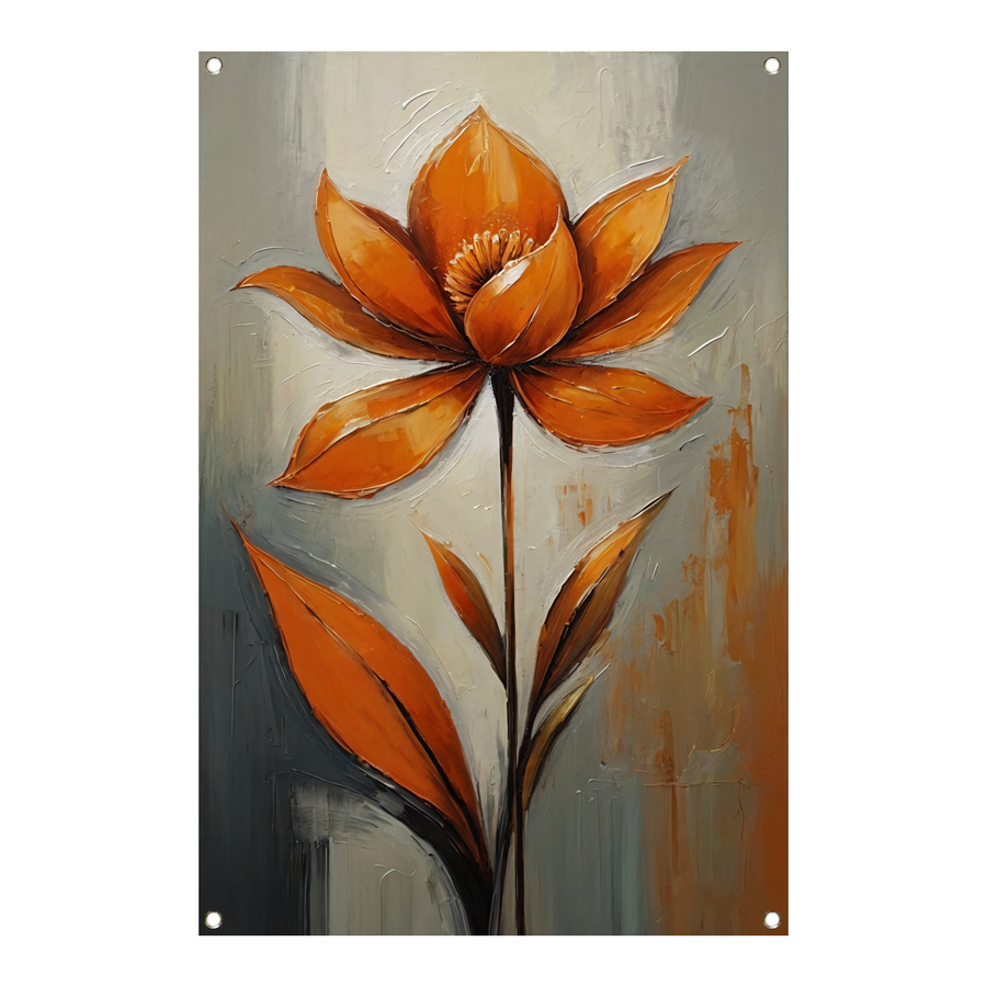 Oranje Bloesem Impressie op Grijs tuinposter