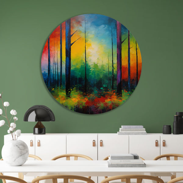 Abstracte Impressionistische Boslandschap Kunst forex muurcirkel