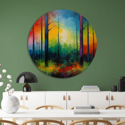 Abstracte Impressionistische Boslandschap Kunst forex muurcirkel