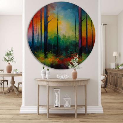Abstracte Impressionistische Boslandschap Kunst forex muurcirkel