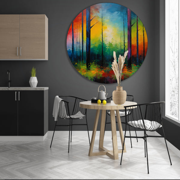 Abstracte Impressionistische Boslandschap Kunst forex muurcirkel