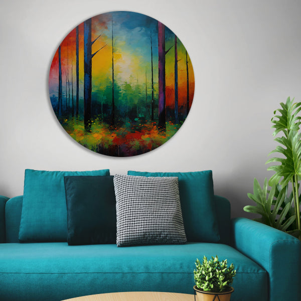 Abstracte Impressionistische Boslandschap Kunst forex muurcirkel