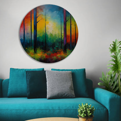 Abstracte Impressionistische Boslandschap Kunst forex muurcirkel