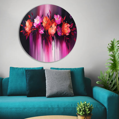 Abstracte kleurrijke bloemen op donkere achtergrond forex muurcirkel