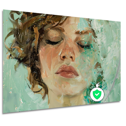 Vrouwelijk Portret met Gesloten Ogen en Kleurenspel poster
