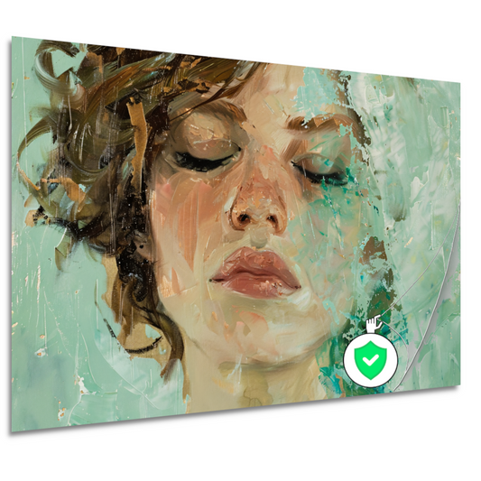 Vrouwelijk Portret met Gesloten Ogen en Kleurenspel poster