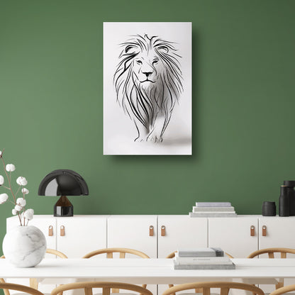 Abstracte leeuw in minimalistische lijnen canvas met baklijst