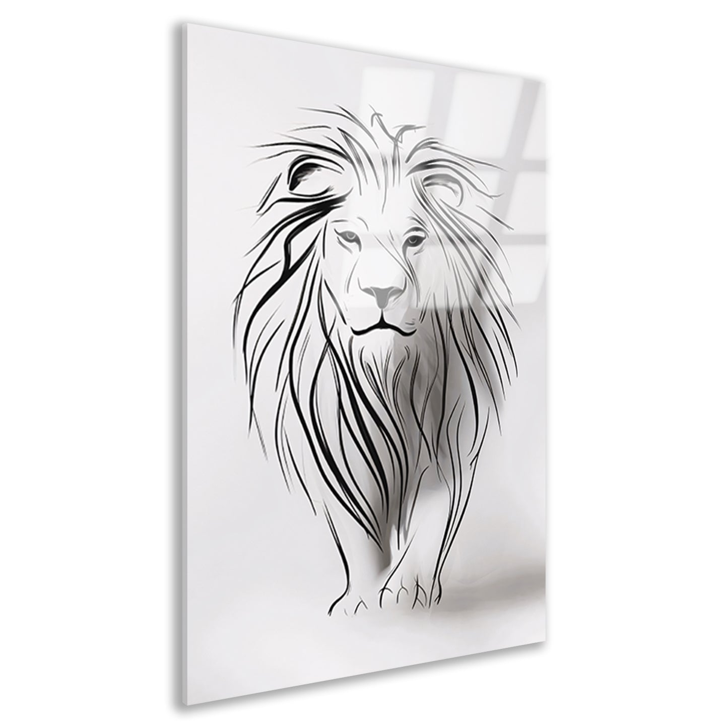 Abstracte leeuw in minimalistische lijnen acrylglas