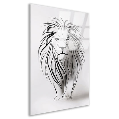 Abstracte leeuw in minimalistische lijnen acrylglas
