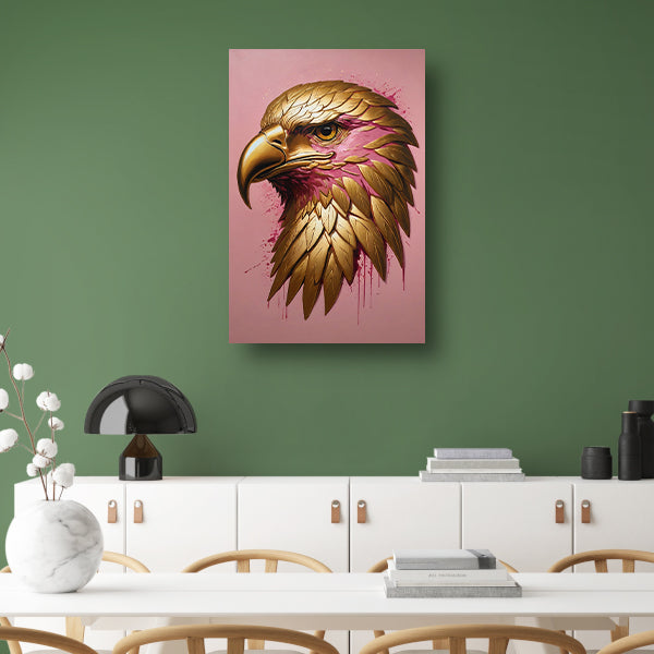 Gouden Adelaar met Roze Verfspatten canvas