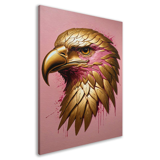 Gouden Adelaar met Roze Verfspatten canvas