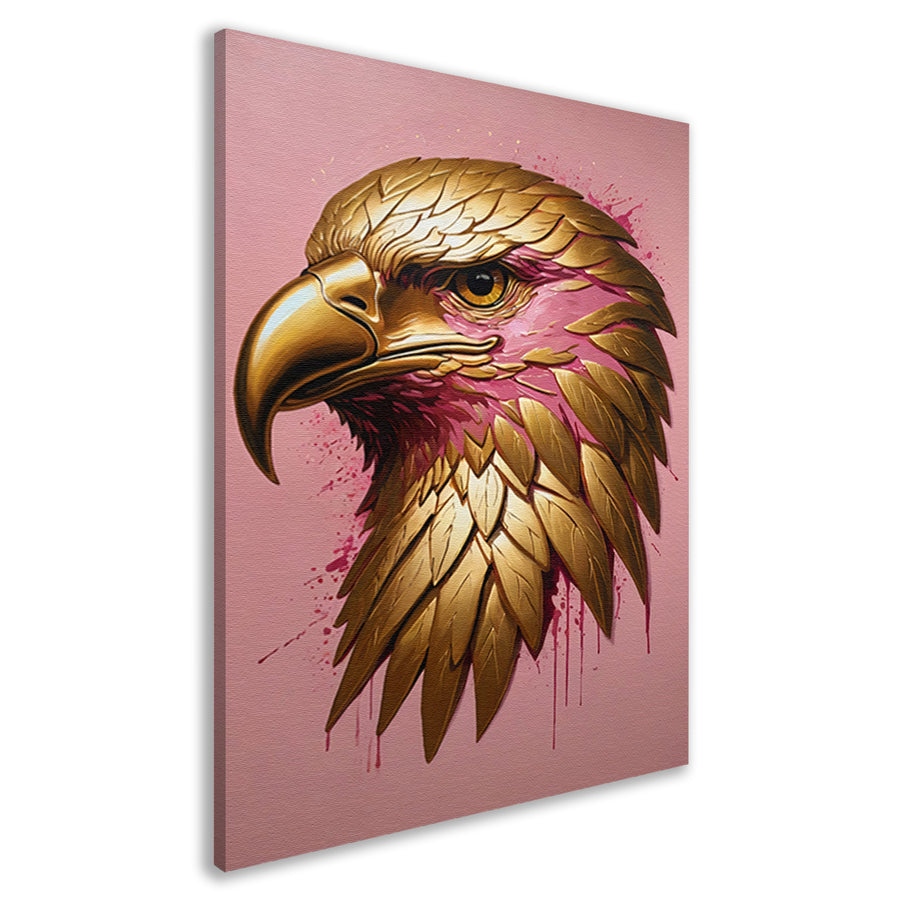 Gouden Adelaar met Roze Verfspatten canvas