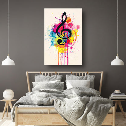 Abstract G-sleutel met Kleurrijk verfspatten canvas