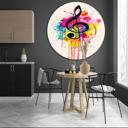 Abstract G-sleutel met Kleurrijk verfspatten aluminium muurcirkel
