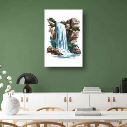 Schilderij van een waterval in de bergen canvas