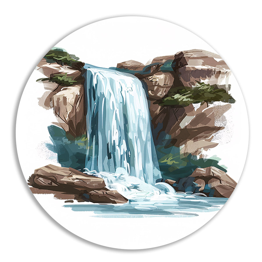 Schilderij van een waterval in de bergen forex muurcirkel