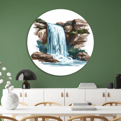 Schilderij van een waterval in de bergen aluminium muurcirkel