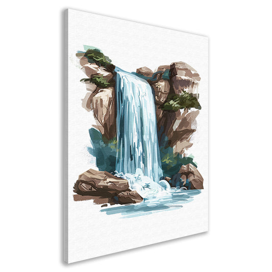 Schilderij van een waterval in de bergen canvas