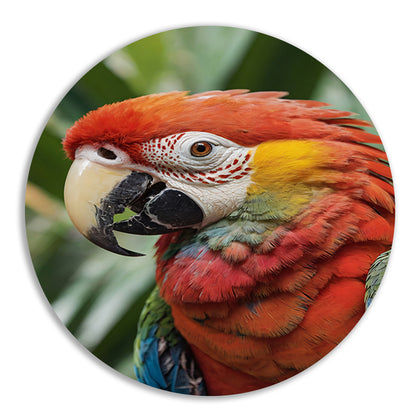 Kleurenpracht van een Tropische Papegaai aluminium muurcirkel