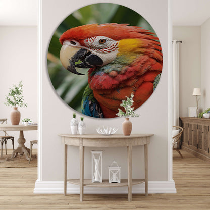 Kleurenpracht van een Tropische Papegaai aluminium muurcirkel