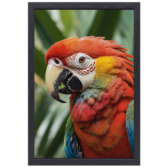 Kleurenpracht van een Tropische Papegaai canvas met baklijst