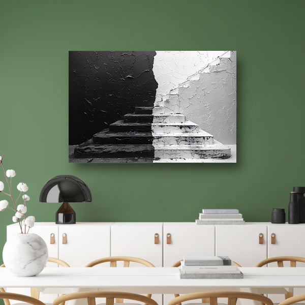 Zwart wit trappenhuis canvas