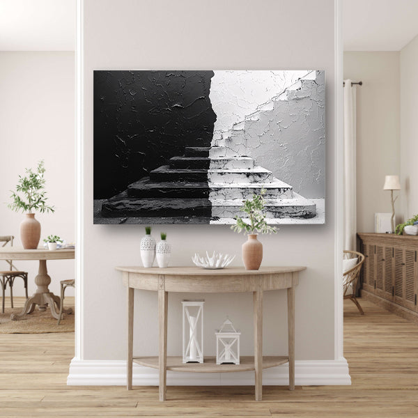 Zwart wit trappenhuis canvas