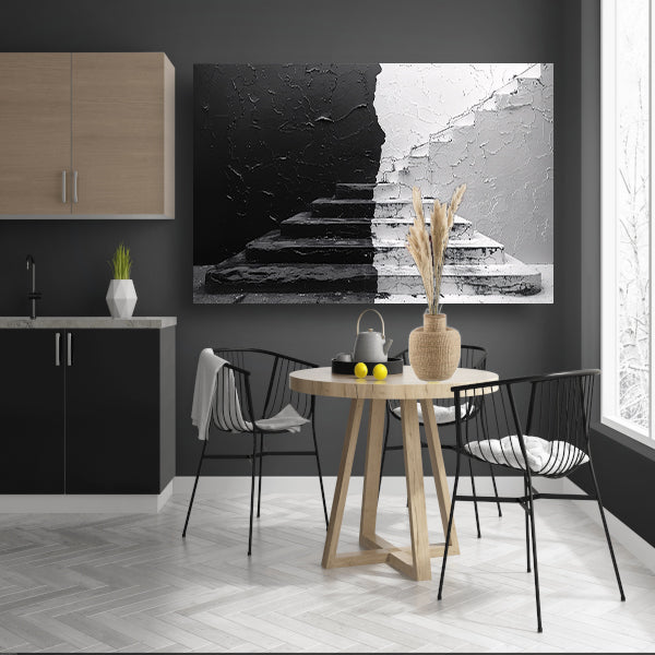 Zwart wit trappenhuis canvas