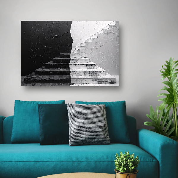 Zwart wit trappenhuis canvas