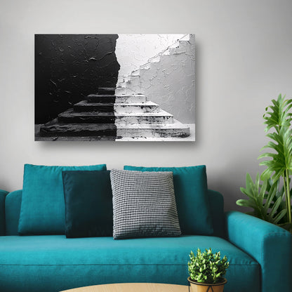 Zwart wit trappenhuis canvas