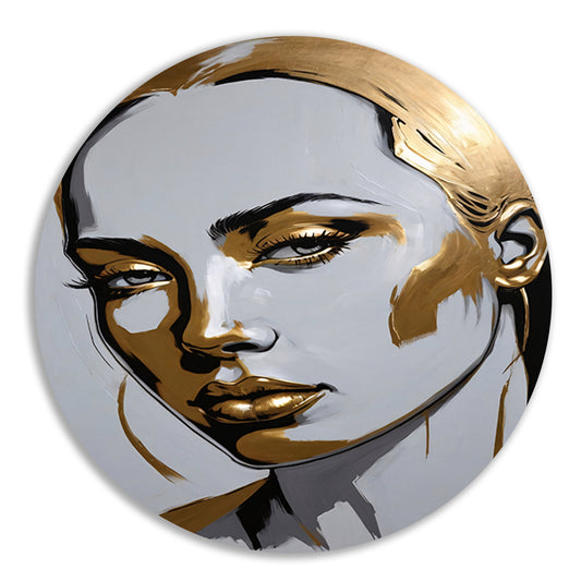 Gouden Portret van een Vrouw met Moderne Kunst forex muurcirkel