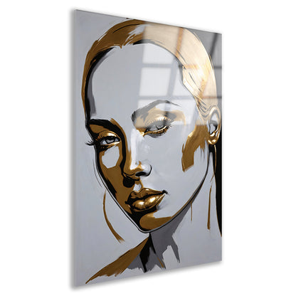 Gouden Portret van een Vrouw met Moderne Kunst Acrylglas