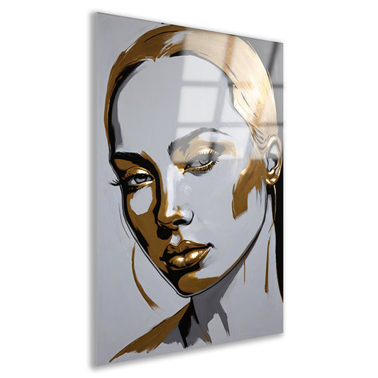 Gouden Portret van een Vrouw met Moderne Kunst Acrylglas