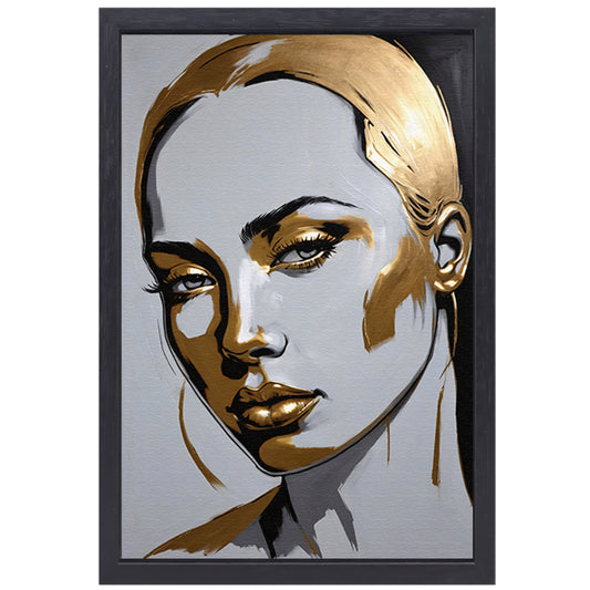 Gouden Portret van een Vrouw met Moderne Kunst canvas met baklijst
